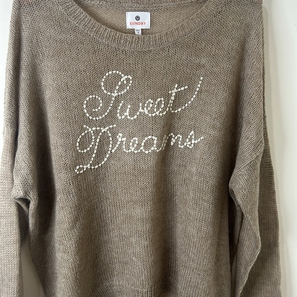 SUNDRY Mohair Wool Blend Lightweight Loose Knit Sweet Dreams Sweater Medium - Picture 16 of 16